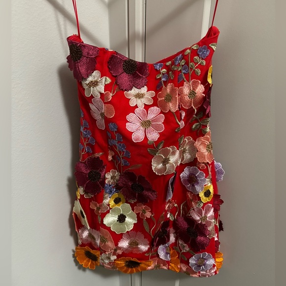Endless Rose Floral Embroidered Floral Dress Red Size XS - Picture 2 of 4